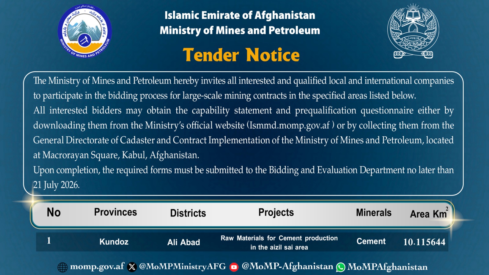 Tender notice