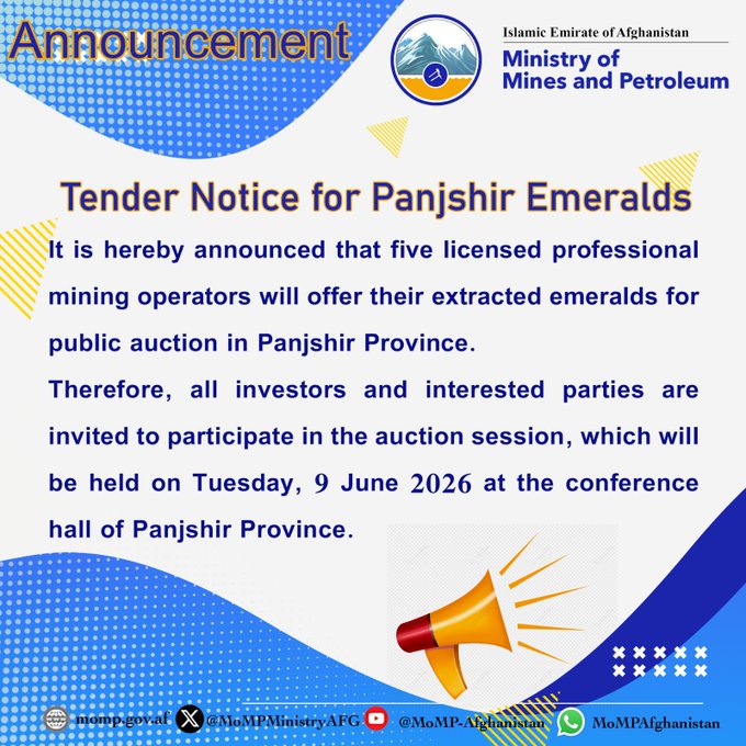 Tender Announcement of Panjshir Emeralds